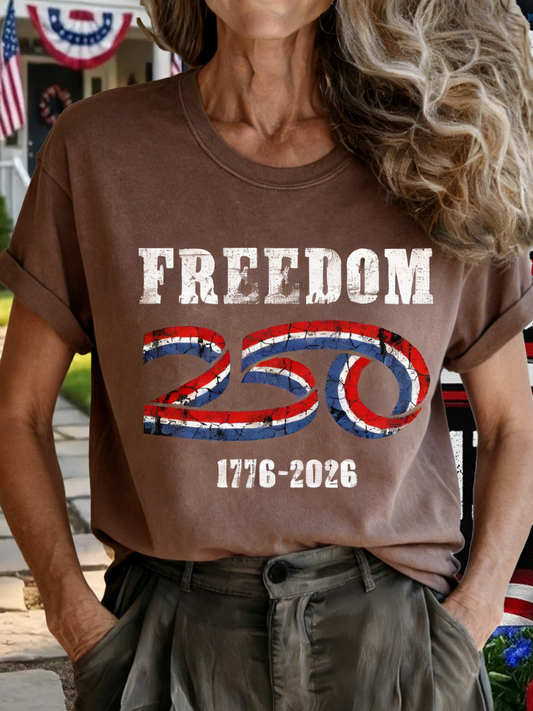 Text Letters Casual Crew Neck T-Shirt