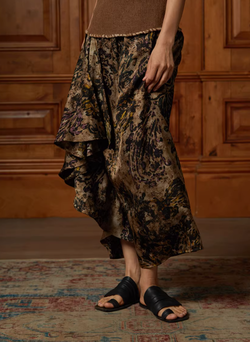 Nomadic Printed Draped Slimming Long Skirt