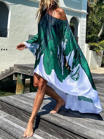 One Shoulder Printed Maxi Dress