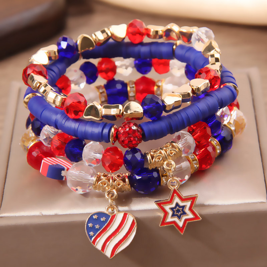 America 250th Freedom Heart Hexagram Star Multilayer Bracelet