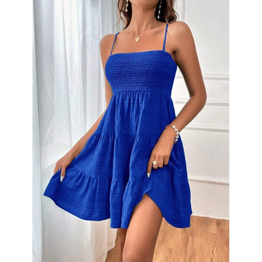 Off-Shoulder Textured Cami Dress | High Waist Summer Resort Dress