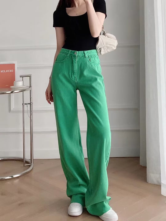 High-Waist Casual Denim Pants