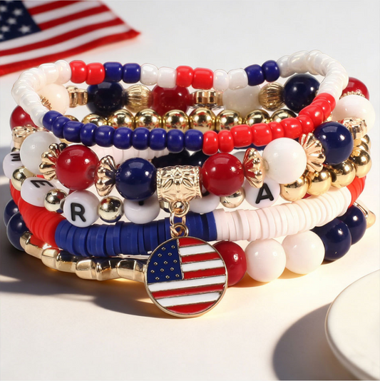 America 250th Freedom Heart Hexagram Star Multilayer Bracelet