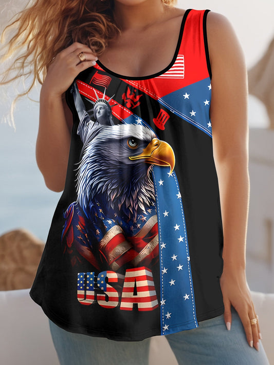 3D Pringting America Flag Eagle Old Glory Jersey Casual Tank Top