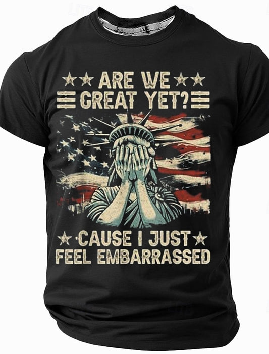 Mens American Flag Funny Sarcastic Slogan Cotton Short Sleeve T-Shirt