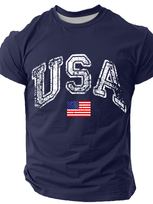 Old American Flag Cotton T-Shirt