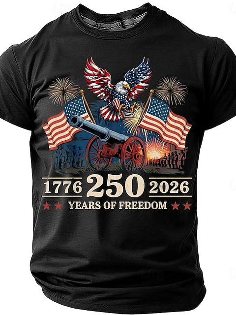Men's America's 250th Anniversary American US Flag Eagle Short Sleeve T-shirt