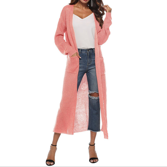 Women's Long Knit Cardigan with Pockets