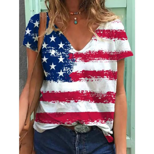 Independence Day Graphic V-Neck T-Shirt | Patriotic Holiday Tee