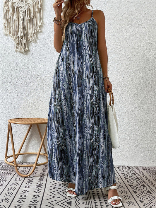 Trendy Printed Spaghetti Strap Dress