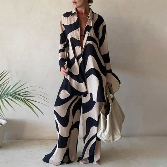 Printed Relaxed Fit Long Sleeve Pants Set