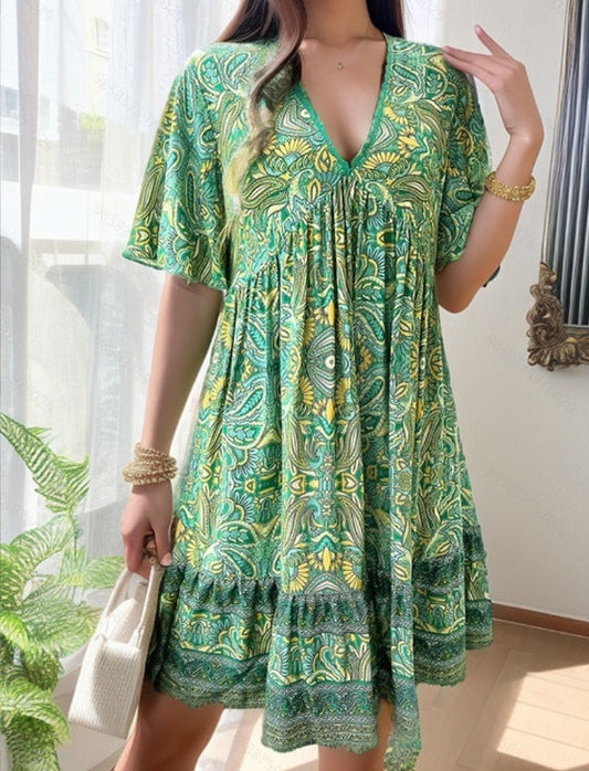 Women Printed V-Neck Dress