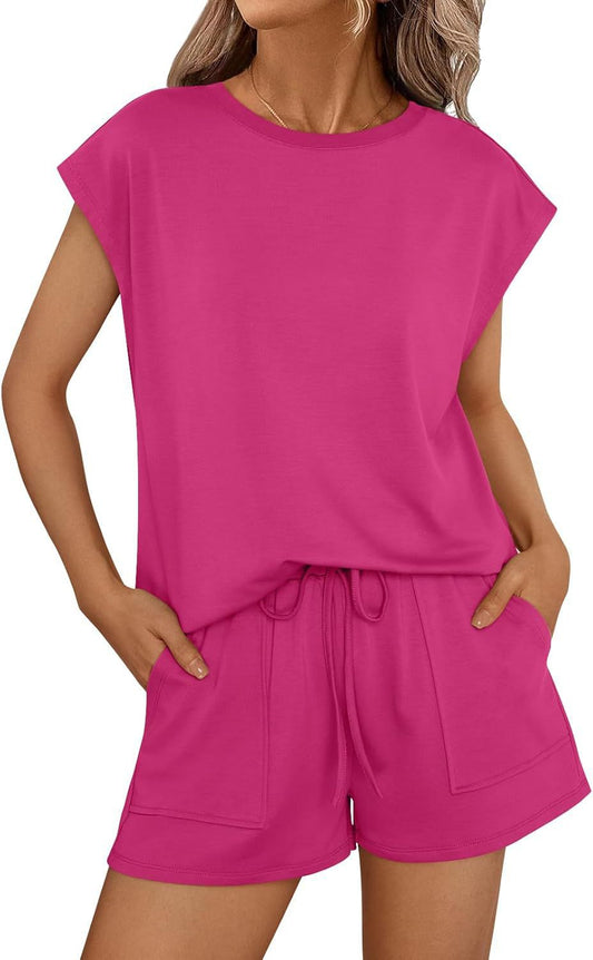 Women Loose Short Sleeve Two-Piece Set