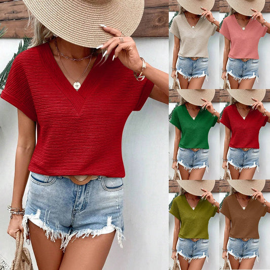 Relaxed Fit V-Neck Short Sleeve T-Shirt