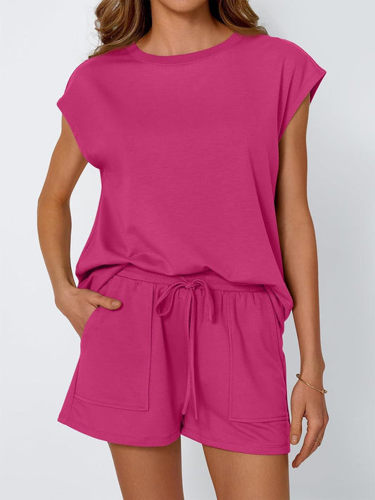 Women Loose Short Sleeve Two-Piece Set