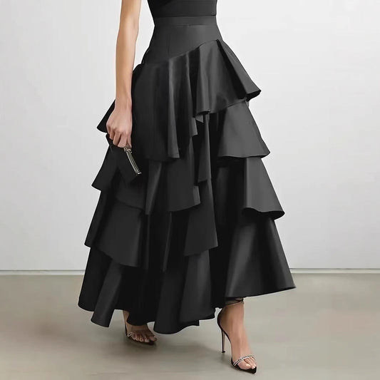 High Waist Asymmetrical Maxi Skirt
