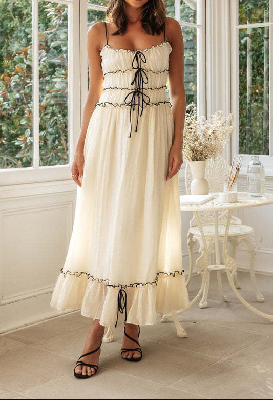 Spaghetti Strap Patchwork Maxi Dress