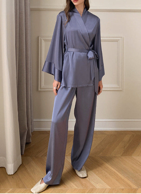 Women Satin Chiffon Long Sleeve Pajama Set