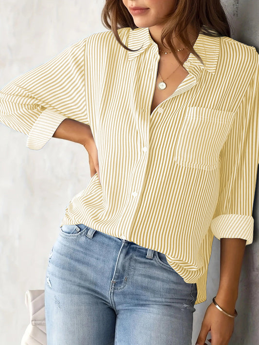 Printed Striped Button-Up Shirt