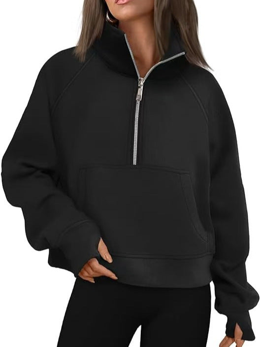 Raglan Sleeve Half Zip Fleece Pullover