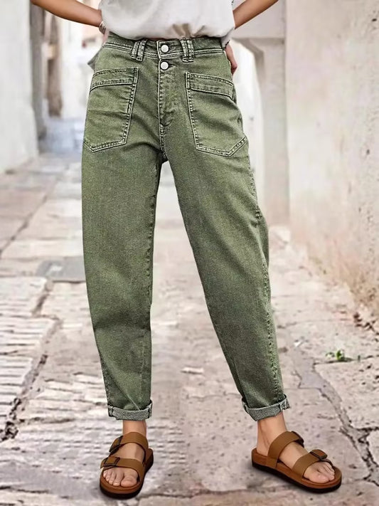 Straight Leg Cropped Denim Jeans | Mid-Rise Everyday D