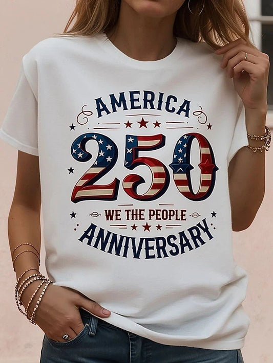 Casual Regular Fit America Flag T-Shirt