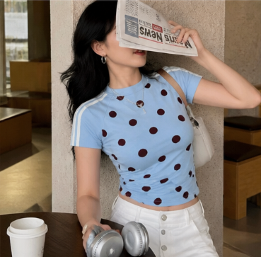 Patriotic Sequin Can Print Short Sleeve T-Shirt | 4th of July Vacation Resort Top