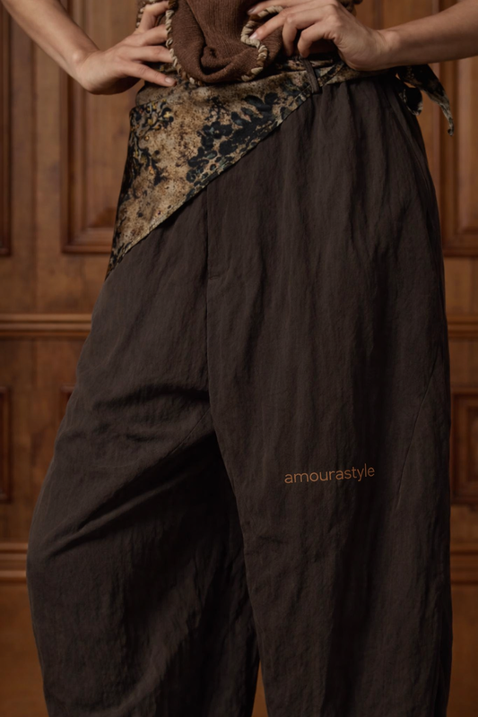 Wrinkled Relaxed Genderless Effortless Wide-Leg Trousers