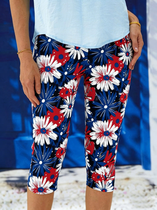 3D printing Floral Vintage Tight Independence Day 250th Anniversary Casual Leggings