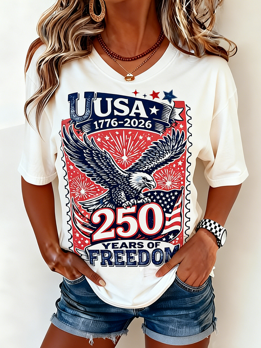 250th anniversary Crew Neck Independence Day Casual Regular Fit T-Shirt