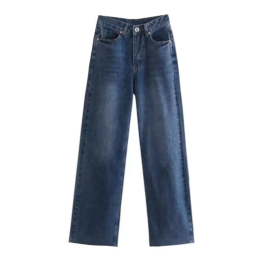 High-Waist Casual Denim Pants