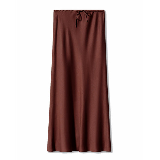 Satin-Look High-Waist Drawstring Maxi Skirt | Elegant Tie Waist Boutique Skirt