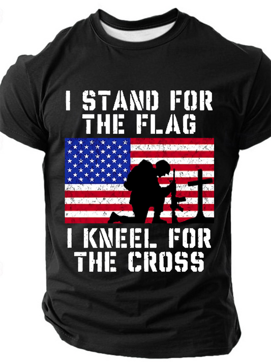 Men's I Stand For The Flag And Kneel For The Cross Short Sleeve T-shirt