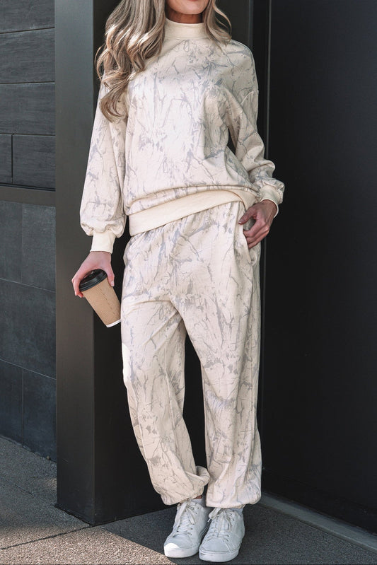 Khaki Camo Print Jogger Pants Set