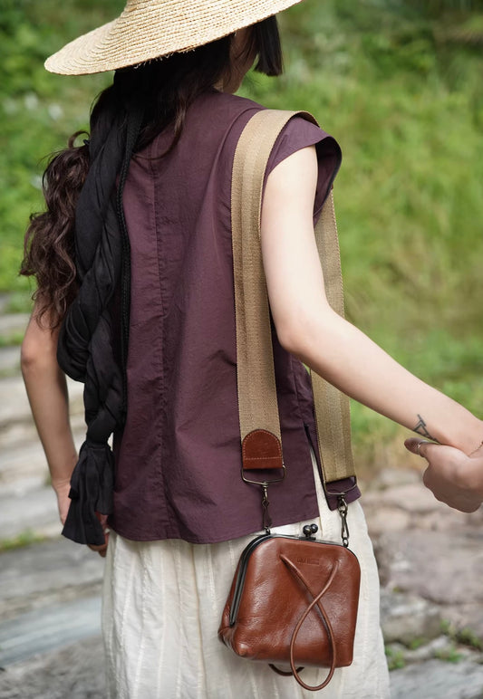 Artisan Minimal Wrinkled Relaxed Purple Short-Sleeve Top