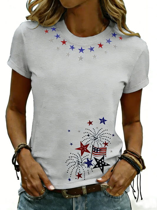 Women's 250th Anniversary Of The Founding Of the United States Cotton Vintage Short Sleeve Crew Neck 3D Printing Aemerica Flag Daily Going Out Casual T-Shirt