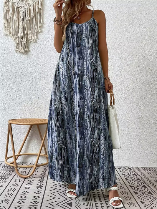 Printed Cami Asymmetrical Dress | Resort Vacation Summer Dress