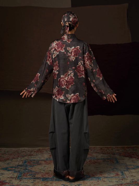 Vintage Printed Genderless Relaxed Long-Sleeve Shirt