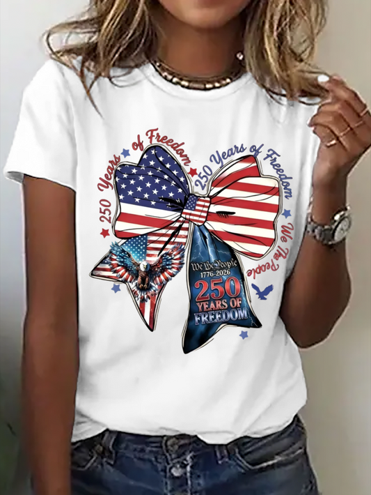 Casual Crew Neck Text Letters Regular Fit T-Shirt