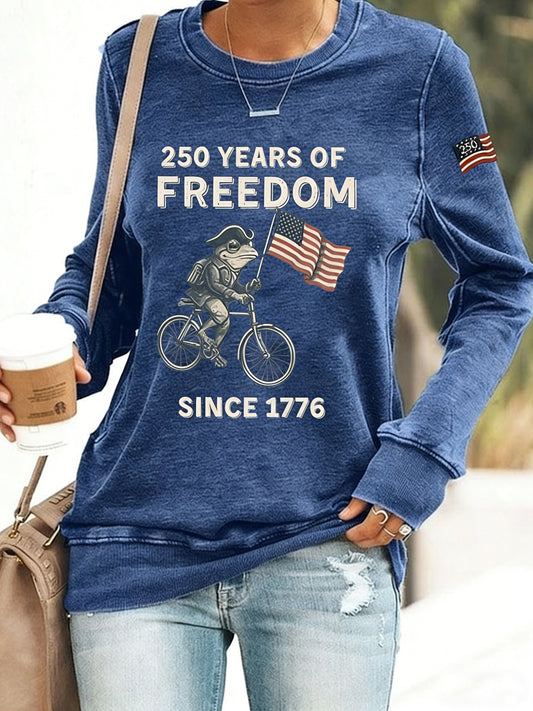 Women's 250th Anniversary Of The Founding Of the United States Long Sleeve Crew Neck 3D Printing Daily Going Out Casual Sweatshirt