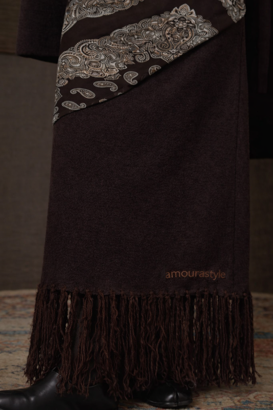 Nomadic Handcrafted Tassel Wool Thermal Maxi Skirt