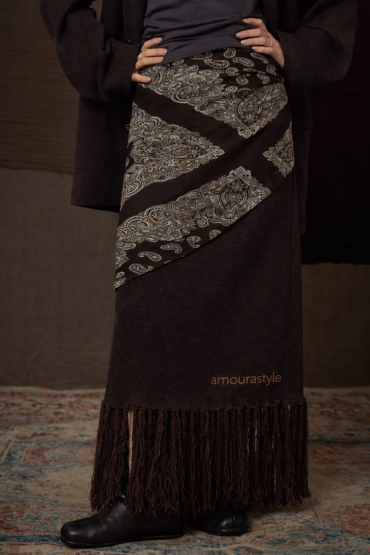 Nomadic Handcrafted Tassel Wool Thermal Maxi Skirt