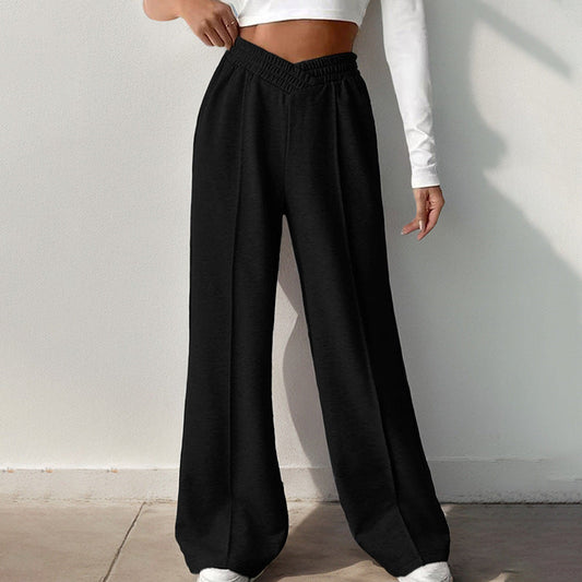 V Shape High Waist Wide Leg Pants