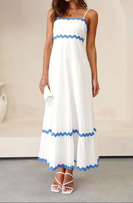 Women Solid Lace Trim Cami Dress