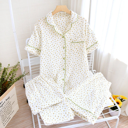 Women Cotton Short Sleeve Pajama Set