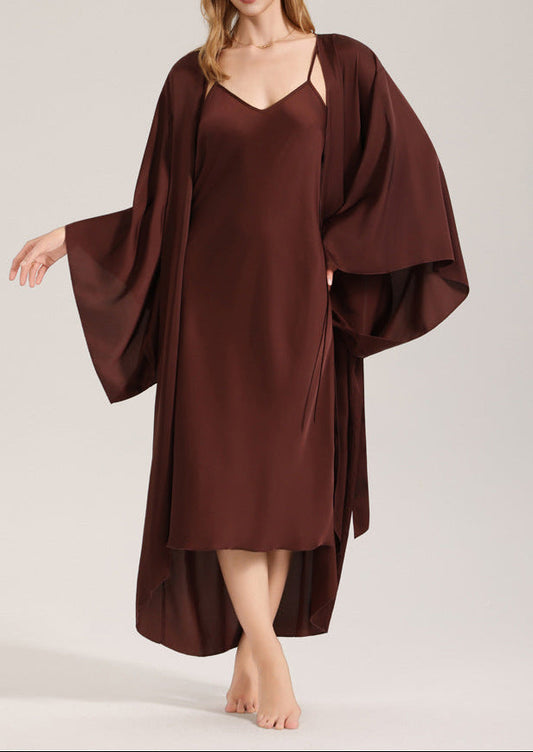 Satin Chiffon Cami Robe Pajama Set Women