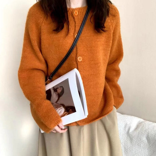 Relaxed Drop-Shoulder Knit Cardigan Sweater