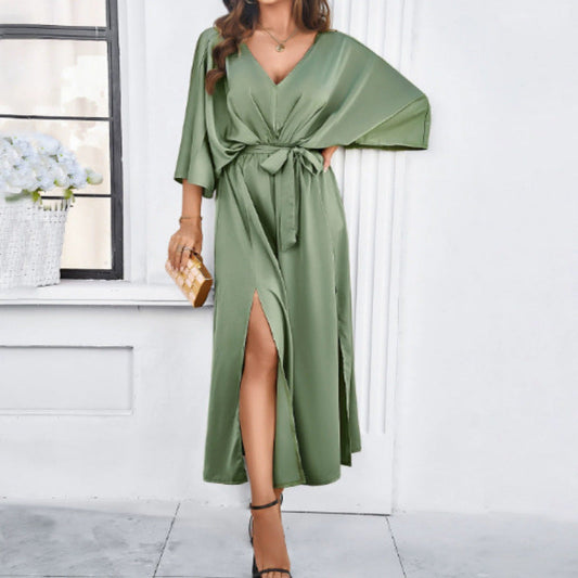 High Waist V Neck Loose Elegant Dress