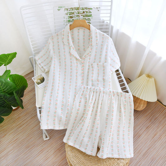Women's Cotton Short Sleeve Pajama Set with Shorts