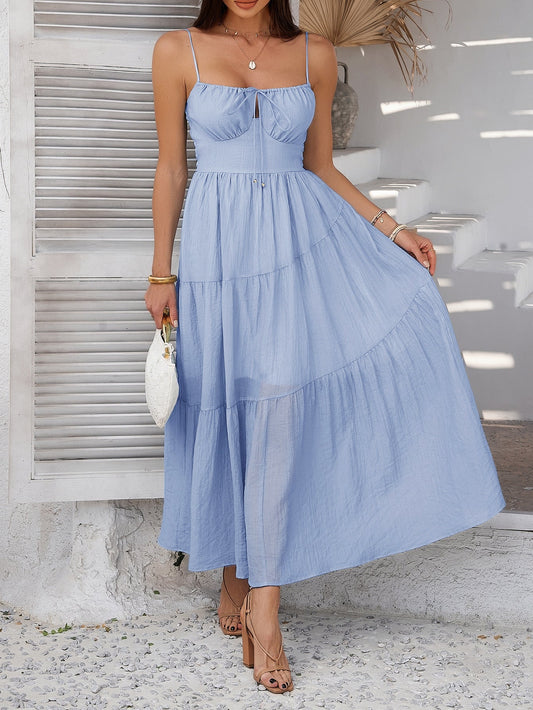 Women Solid High Waist Cami Dress